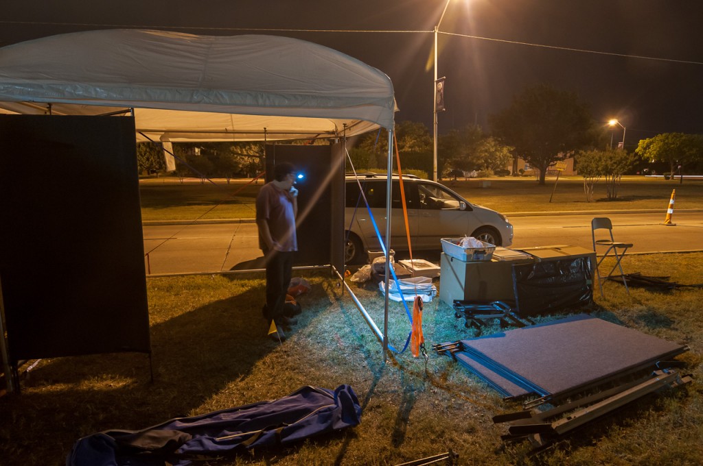 Setting up at Midnight -- Lawton in 2012